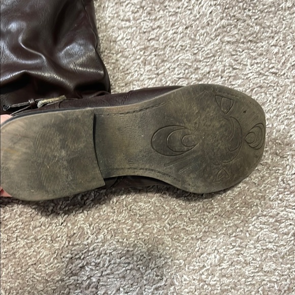 Brown Combat Moto Boots with Distressed Leather and Buckle Straps - Picture 4 of 14